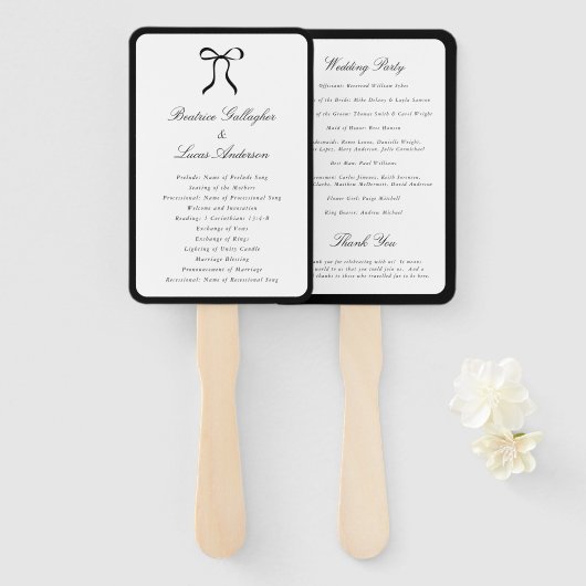 Simple Bow Classic Wedding Program Handwaaier (Voorkant en achterkant)