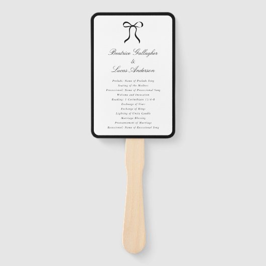 Simple Bow Classic Wedding Program Handwaaier (Voorkant)