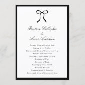 Simple Bow Classic Wedding Programmakaart (Voorkant)