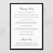 Simple Bow Classic Wedding Programmakaart (Achterkant)