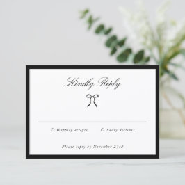 Simple Bow Classic Wedding RSVP Kaartje