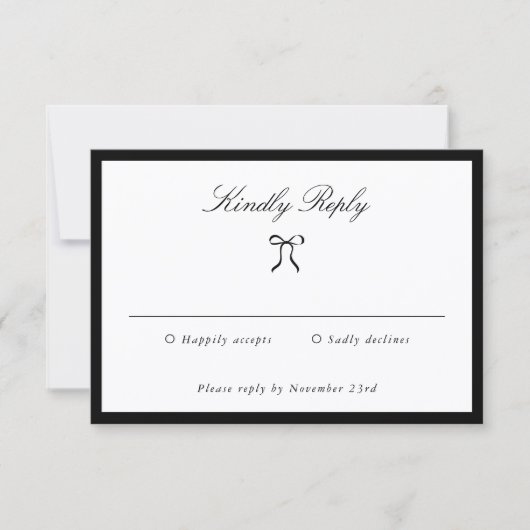 Simple Bow Classic Wedding RSVP Kaartje (Voorkant)