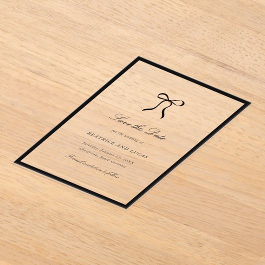 Simple Bow Classic Wedding Save the Date Acryl Uitnodigingen (Laagn)