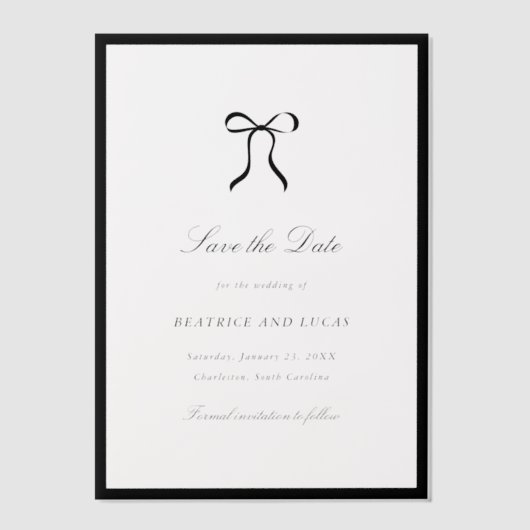 Simple Bow Classic Wedding Save the Date Vellum Uitnodigingen (Voorkant)