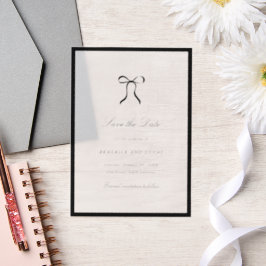 Simple Bow Classic Wedding Save the Date Vellum Uitnodigingen