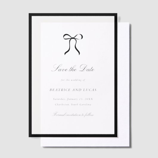 Simple Bow Classic Wedding Save the Date Vellum Uitnodigingen (Offset)