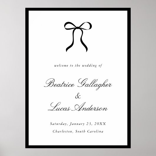 Simple Bow Classic Wedding Welcome Sign Poster (Voorkant)