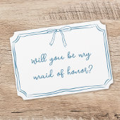 Simple Bow Dusty Blue Maid of Honor Proposal Kaart