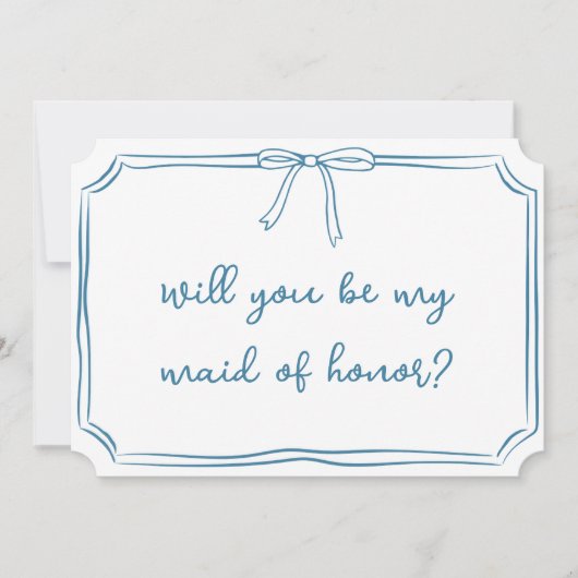 Simple Bow Dusty Blue Maid of Honor Proposal Kaart (Voorkant)