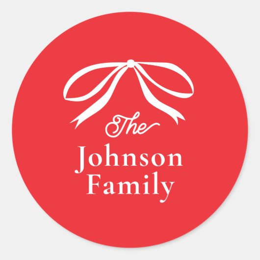 Simple Bow kerstvakantie Ronde Sticker (Voorkant)