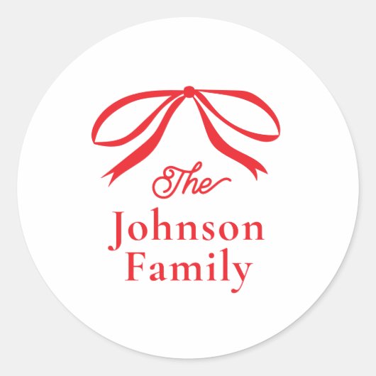 Simple Bow kerstvakantie Ronde Sticker (Voorkant)