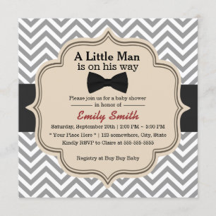 Simple Bow Stropdas Little Man Chevron Baby shower Kaart