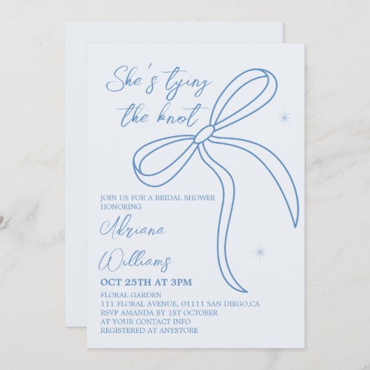 Simple Bow Vrijgezellenfeest Blue Kaart (Voorkant / Achterkant)