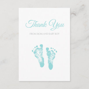 Simple Boy Baby shower Dank u Blauwe Voetafdrukken Bedankkaart