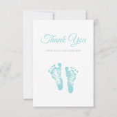 Simple Boy Baby shower Dank u Blauwe Voetafdrukken Bedankkaart (Voorkant)