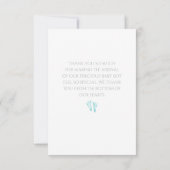 Simple Boy Baby shower Dank u Blauwe Voetafdrukken Bedankkaart (Achterkant)