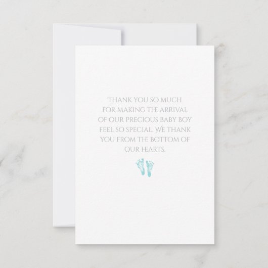 Simple Boy Baby shower Dank u Blauwe Voetafdrukken Bedankkaart (Achterkant)