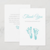 Simple Boy Baby shower Dank u Blauwe Voetafdrukken Bedankkaart (Voorkant / Achterkant)
