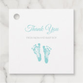 Simple Boy Baby shower Dank u Blue Footprints Bedankjes Labels (Voorkant)