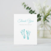 Simple Boy Baby shower Dank u Blue Footprints Briefkaart (Staand voorkant)