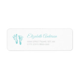 Simple Boy Baby shower kostbare blauwe voetafdrukk Etiket