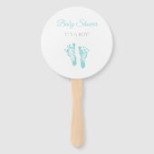 Simple Boy Baby shower kostbare blauwe voetafdrukk Handwaaier (Voorkant)