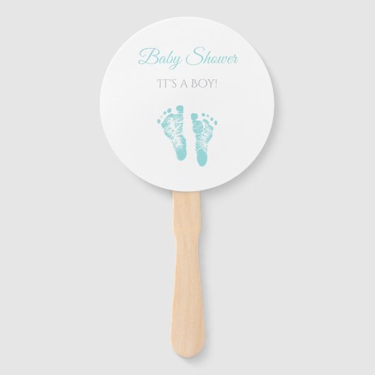 Simple Boy Baby shower kostbare blauwe voetafdrukk Handwaaier (Voorkant)