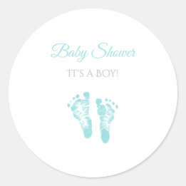 Simple Boy Baby shower kostbare blauwe voetafdrukk Ronde Sticker