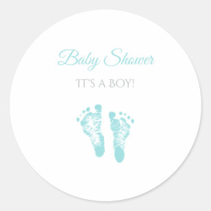 Simple Boy Baby shower kostbare blauwe voetafdrukk Ronde Sticker