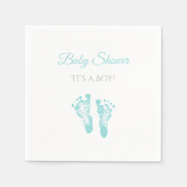 Simple Boy Baby shower kostbare blauwe voetafdrukk Servet