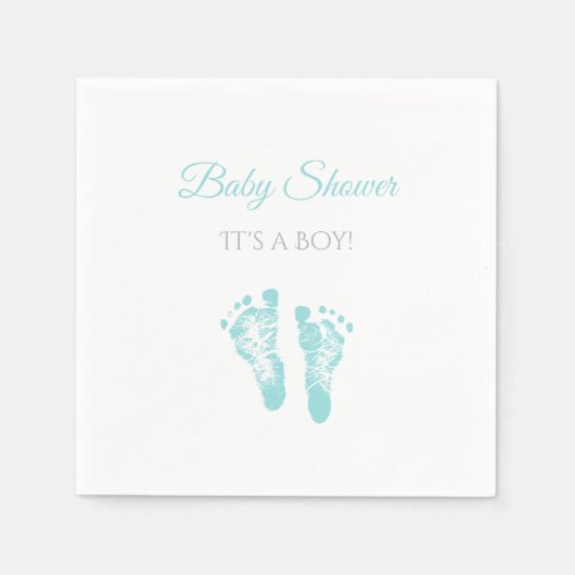 Simple Boy Baby shower kostbare blauwe voetafdrukk Servet (Voorkant)
