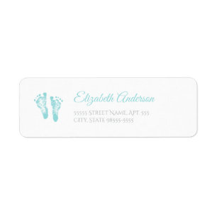 Simple Boy Baby shower Precious Blue Footprint Etiket
