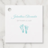 Simple Boy Birth Memento Precious Blue Footprint Bedankjes Labels (Voorkant)