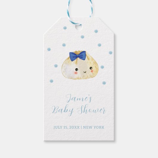 Simple Boy Little Dumpling Baby shower Cadeaulabel (Voorkant)