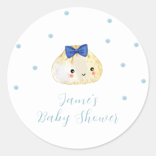 Simple Boy Little Dumpling Baby shower Ronde Sticker (Voorkant)
