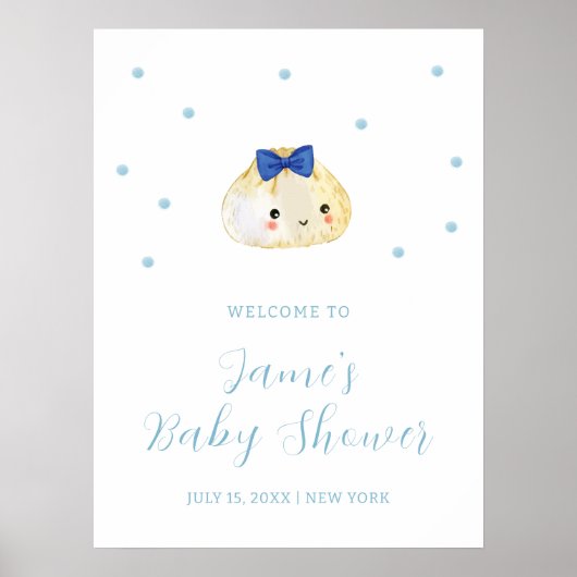 Simple Boy Little Dumpling Baby shower Welkom Poster (Voorkant)