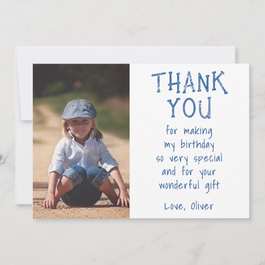 Simple Boy Photo Kind is jarig Bedankkaart (Voorkant)