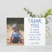 Simple Boy Photo Kind is jarig Bedankkaart (Staand voorkant)