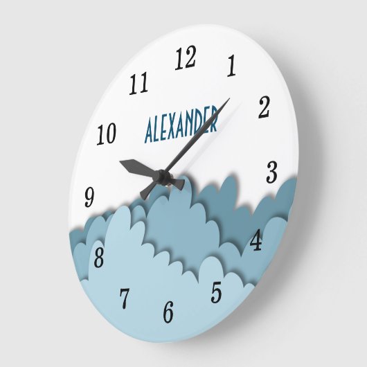 Simple Boys Blue Sky Clouds Nursery Grote Klok (Hoek)