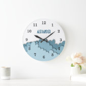 Simple Boys Blue Sky Clouds Nursery Grote Klok (Huis)
