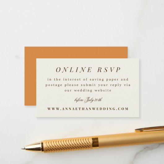 Simple Branch Fall Wedding Suite Online RSVP-kaart Informatiekaartje (Voorkant / Achterkant in situ)