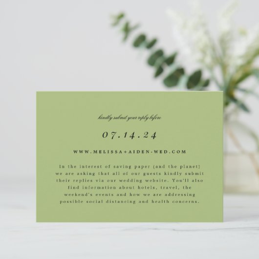 Simple Branch Wedding Online RSVP en Info Kaart (Staand voorkant)