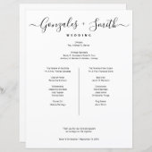 Simple bridal party Wedding Timeline list (Voorkant / Achterkant)