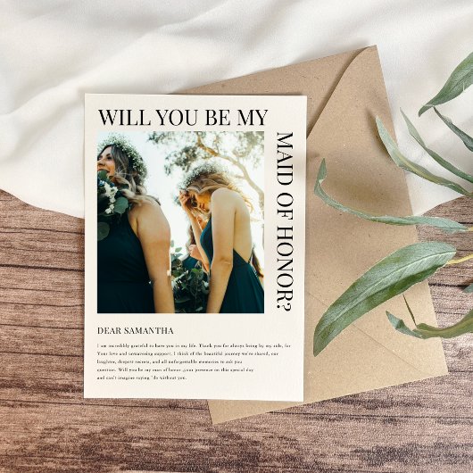 Simple Bridesmaid Proposal Photo Card  Kaart