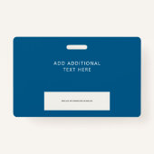 Simple Bright Blue Employee Photo ID Logo Barcode  Badge (Achterkant)