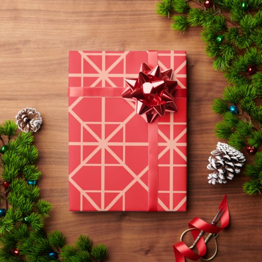 Simple Bright Red and Brown Color Wrapping Paper Cadeaupapier (Feestdagen Geschenken)