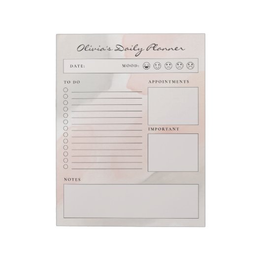 Simple Brown and Beige Minimalist Daily Planner Notitieblok (Linkerzijde)