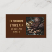 Simple Brown Chocolate Maker Photo Social QR Code  Visitekaartje (Voorkant)