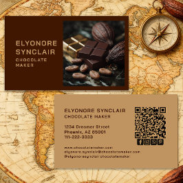 Simple Brown Chocolate Maker Photo Social QR Code  Visitekaartje