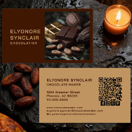 Simple Brown Chocolate Maker Photo Social QR Code  Visitekaartje